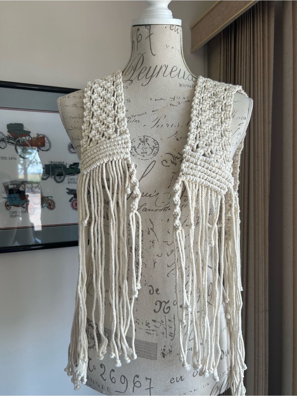 Handmade Cream Macramé vest